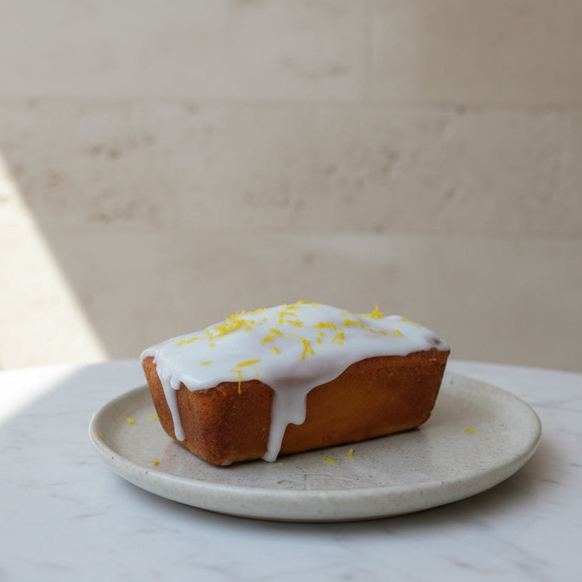 signature lemon drizzle loaf cake from Prestige Patisserie London