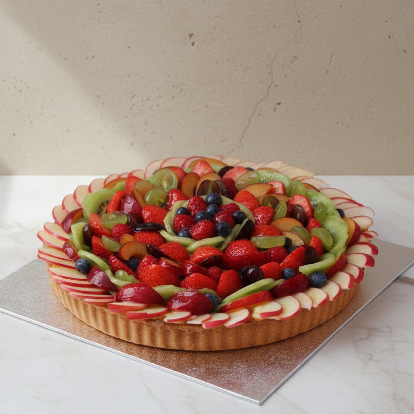 Luxury crostata fruit tart with custard and strawberries Prestige Patisserie