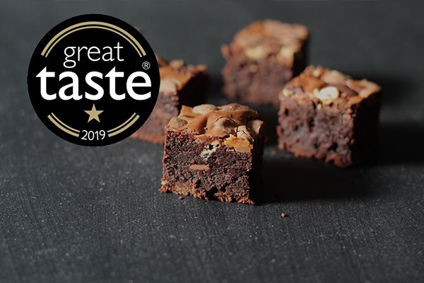 Triple chocolate brownie squares handmade in London patisserie